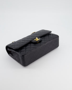 Chanel Black Medium Classic Double Flap Bag in Caviar Leather with Gold Hardware