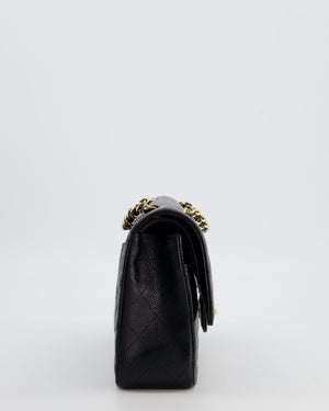 Chanel Black Medium Classic Double Flap Bag in Caviar Leather with Gold Hardware