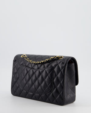 Chanel Black Medium Classic Double Flap Bag in Caviar Leather with Gold Hardware