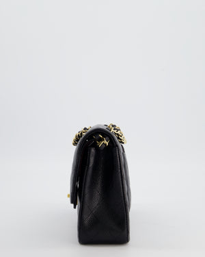 Chanel Black Medium Classic Double Flap Bag in Caviar Leather with Gold Hardware