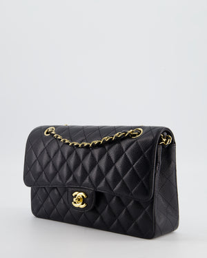 Chanel Black Medium Classic Double Flap Bag in Caviar Leather with Gold Hardware