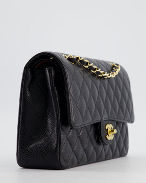 Chanel Black Medium Classic Double Flap Bag in Caviar Leather with Gold Hardware
