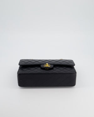 Chanel Black Medium Classic Double Flap Bag in Caviar Leather with Gold Hardware