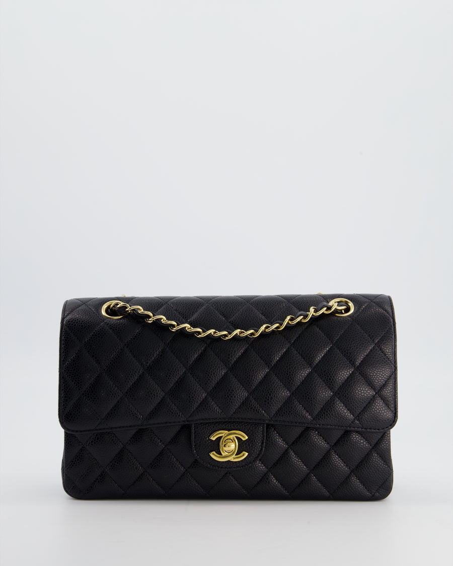 Chanel Black Medium Classic Double Flap Bag in Caviar Leather with Gold Hardware