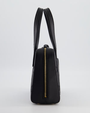 Chanel Black Quilted Wild Stitch Handbag with Top Handles in Matte Lambskin Leather with Gold Hardware