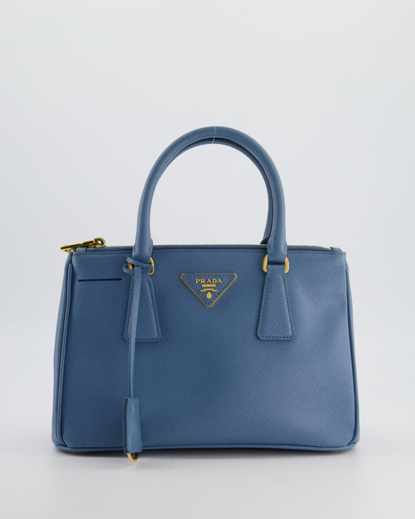 Prada Light Blue Small Galleria Bag in Saffiano Leather with Gold Hardware RRP £3,200