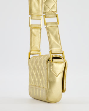 *RARE* Chanel Vintage Gold Metallic Lambskin Quilted Shoulder Bag with 24K Hardware