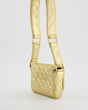 *RARE* Chanel Vintage Gold Metallic Lambskin Quilted Shoulder Bag with 24K Hardware