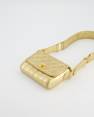 *RARE* Chanel Vintage Gold Metallic Lambskin Quilted Shoulder Bag with 24K Hardware