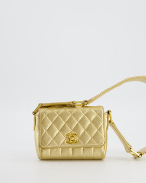 *RARE* Chanel Vintage Gold Metallic Lambskin Quilted Shoulder Bag with 24K Hardware
