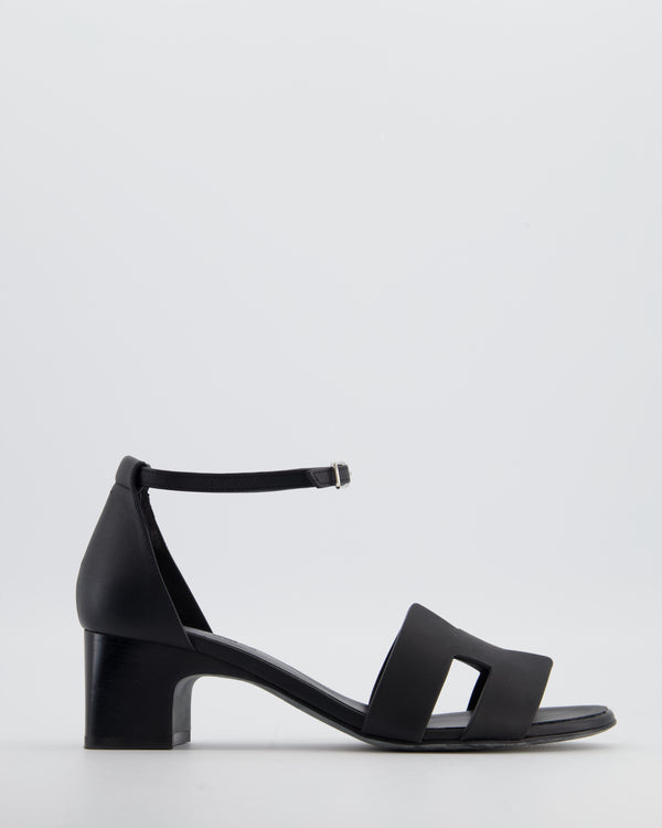 Hermès Encens 50 Heeled Sandals in Noir with Palladium Hardware Size EU 38