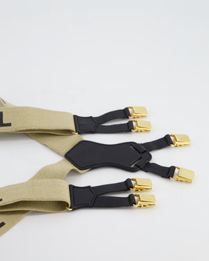 *RARE VINTAGE* Chanel 94/S Vintage Beige and Black Logo Suspender Braces