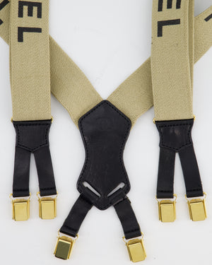 *RARE VINTAGE* Chanel 94/S Vintage Beige and Black Logo Suspender Braces