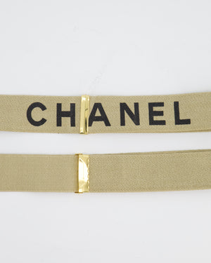 *RARE VINTAGE* Chanel 94/S Vintage Beige and Black Logo Suspender Braces