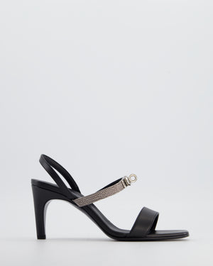 Hermès Black and Lizard Glamour 75 Heels with Palladium Kelly Buckle Size EU 38