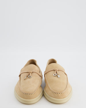 Loro Piana Beige Suede Summer Charms Walk Loafers Size EU 38