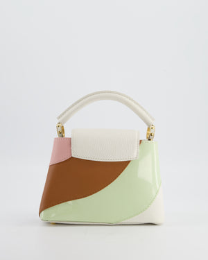 *LIMITED EDITION* Louis Vuitton Cappucine Neopolitan Mini Bag in White Calfskin Leather, Pink & Green PVC and Coral Interior with Gold Hardware