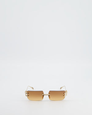 Chrome Hearts Square Gradient Sunglasses with Gold Detail