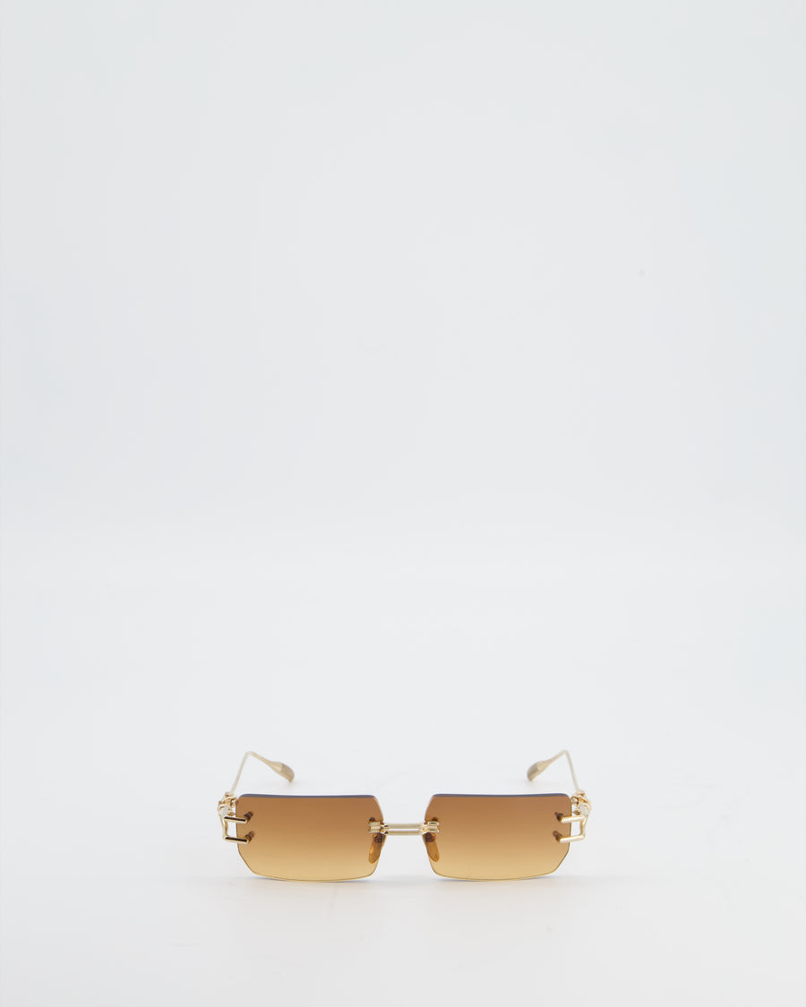 Chrome Hearts Square Gradient Sunglasses with Gold Detail