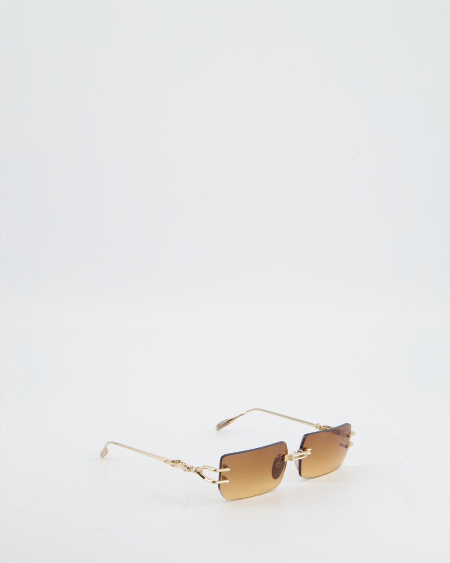 Chrome Hearts Square Gradient Sunglasses with Gold Detail