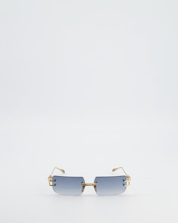Chrome Hearts Sky Blue Square Gradient Sunglasses with Gold Detail