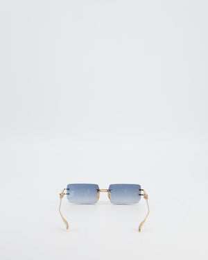 Chrome Hearts Sky Blue Square Gradient Sunglasses with Gold Detail