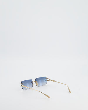Chrome Hearts Sky Blue Square Gradient Sunglasses with Gold Detail