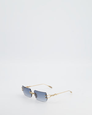 Chrome Hearts Sky Blue Square Gradient Sunglasses with Gold Detail