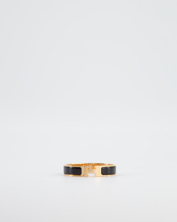 Hermès Clic H Noir Enamel Bracelet with Rose Gold Hardware Size PM RRP £590