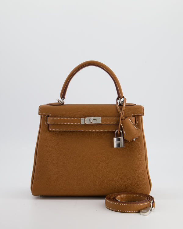 Hermès Kelly 25 Retourne Bag in Gold Togo Leather with Palladium Hardware