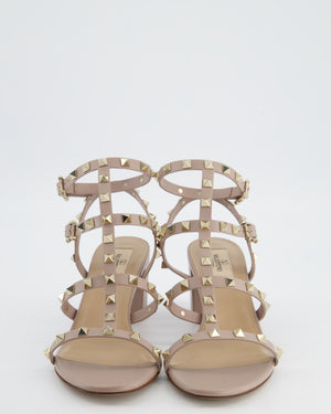 Valentino Beige Rockstud Block Heel Sandal Size EU 39.5