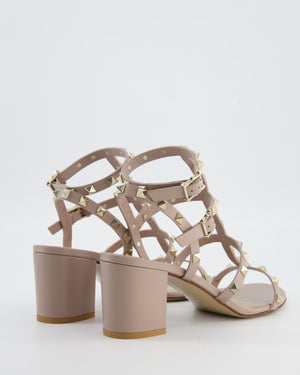 Valentino Beige Rockstud Block Heel Sandal Size EU 39.5