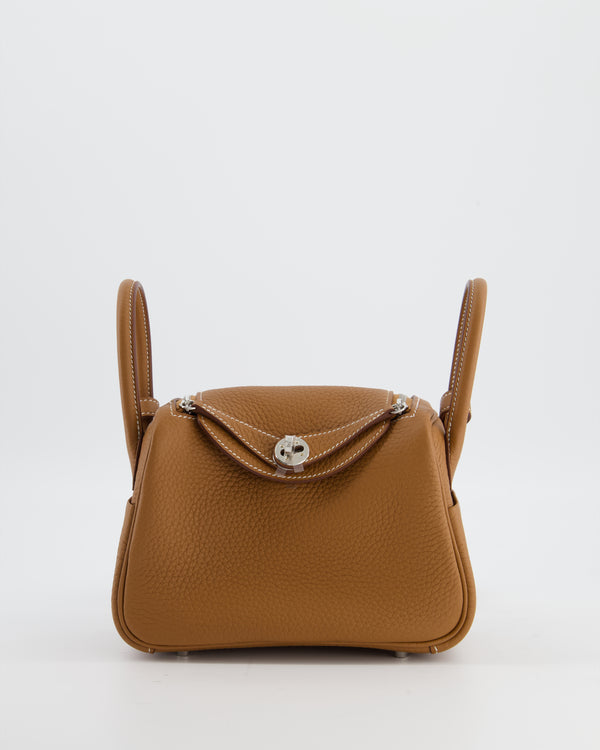 Hermès Mini Lindy Bag in Gold Clemence Leather with Palladium Hardware