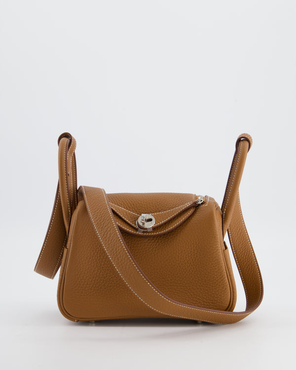 Hermès Mini Lindy Bag in Gold Clemence Leather with Palladium Hardware