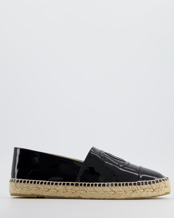 Chanel Black Patent Espadrilles with CC Logo Size EU 41 RRP £730