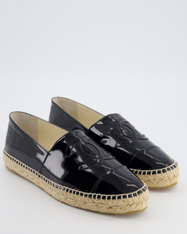 Chanel Black Patent Espadrilles with CC Logo Size EU 41 RRP £730