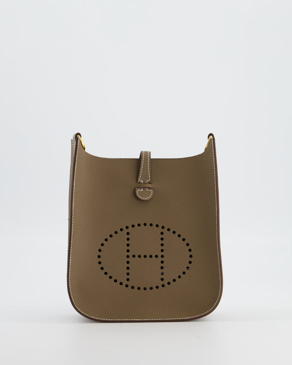 *SUPER RARE* Hermès Mini Evelyne Sellier Bag in Etoupe Epsom Leather with Gold Hardware