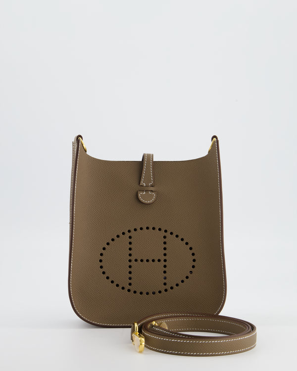 *SUPER RARE* Hermès Mini Evelyne Sellier Bag in Etoupe Epsom Leather with Gold Hardware