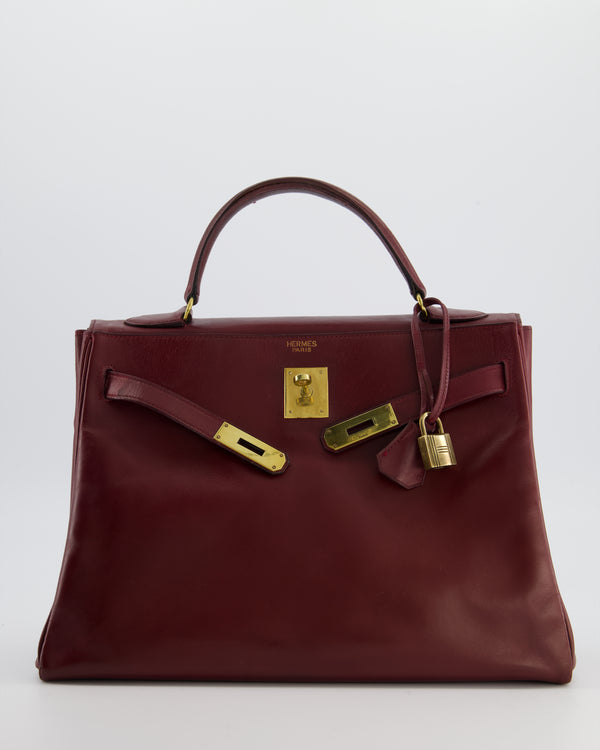 Hermès Vintage Kelly 32 in Rouge H Box Calf Leather with Gold Hardware
