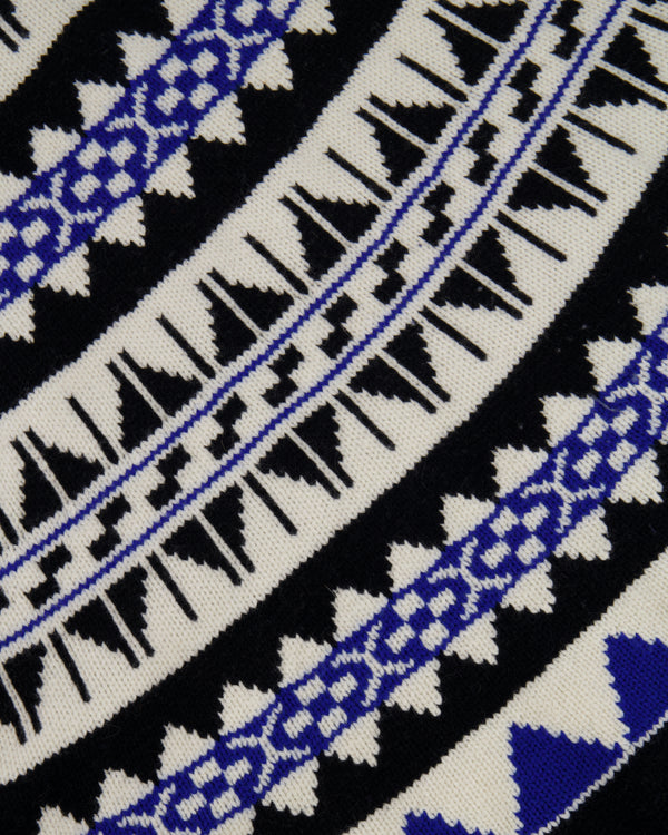 Polo Ralph Lauren White, Blue, and Black Wool and Cashmere Intarsia Knit Midi Skirt Size L (UK 12) RRP 495£