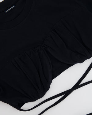 Jacquemus Black Cropped Le T-Shirt Baci with Strings Detail Size M (UK 10)