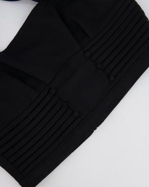 Self Portrait Black Ottoman Square Neck Cropped Top with Puff Sleeves and Open Back Detail Size UK 14 RRP £215