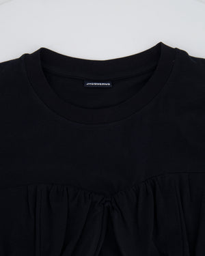 Jacquemus Black Cropped Le T-Shirt Baci with Strings Detail Size M (UK 10)