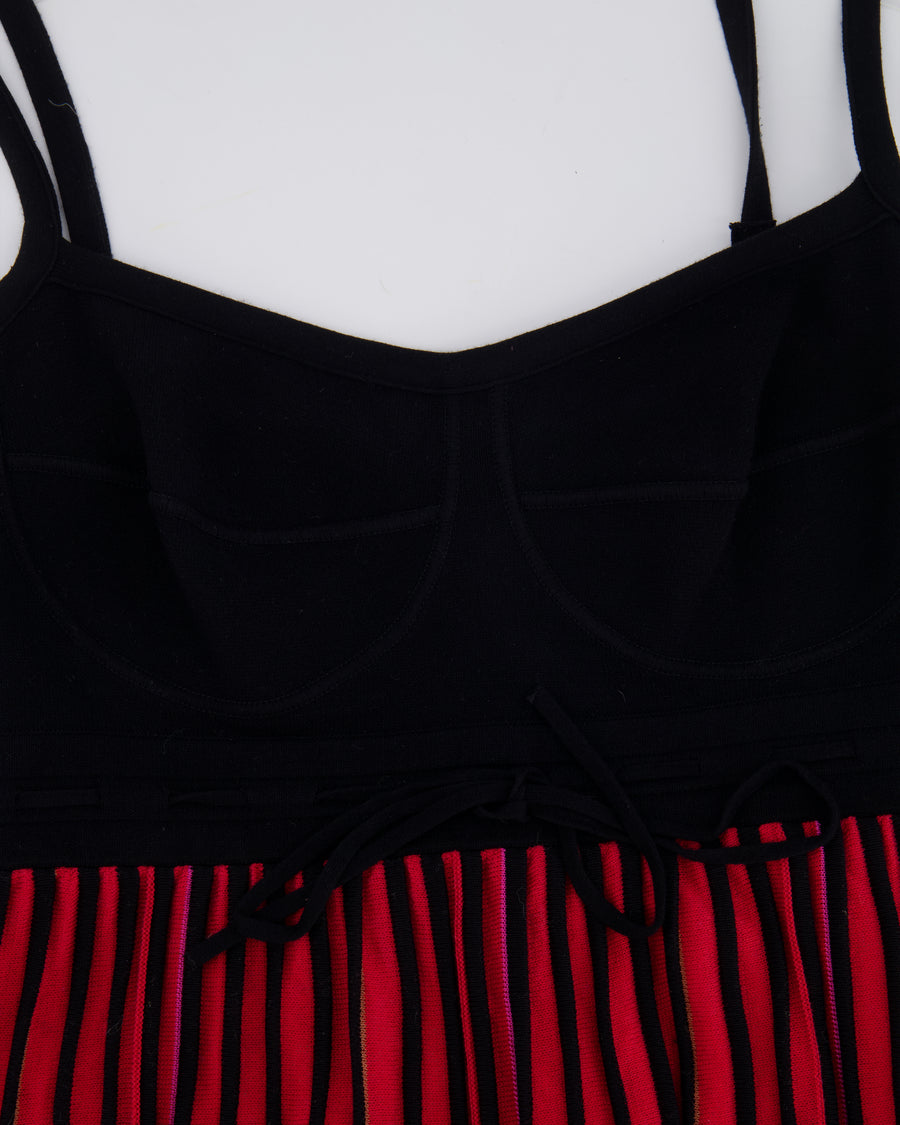 M Missoni Black and Multicolour Ombre Striped Maxi Dress with front Tie Detail Size IT 44 (UK 12)