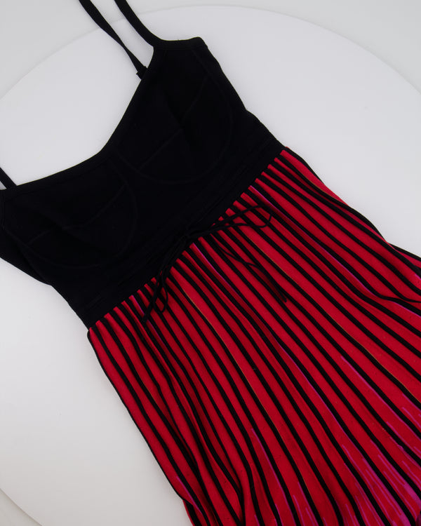 M Missoni Black and Multicolour Ombre Striped Maxi Dress with front Tie Detail Size IT 44 (UK 12)