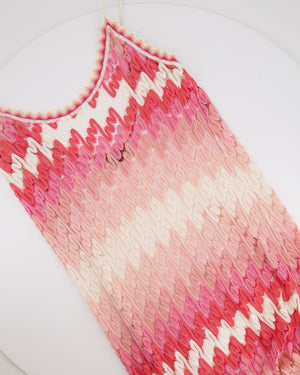 Missoni Mare White and Pink Knit Zig Zag Maxi Dress Size IT 38 (UK 6)