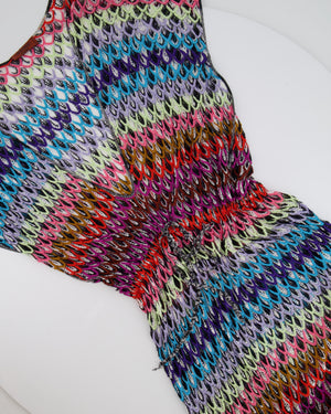Missoni Mare Multicolour Scalloped Crochet Maxi Beach Cover Up Dress with Side Slits Size IT 44 (UK 12)