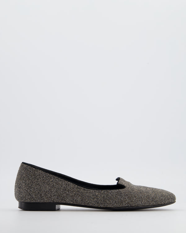 Hermès Black and Silver Glitter Loafers Size EU 38 RRP 890£