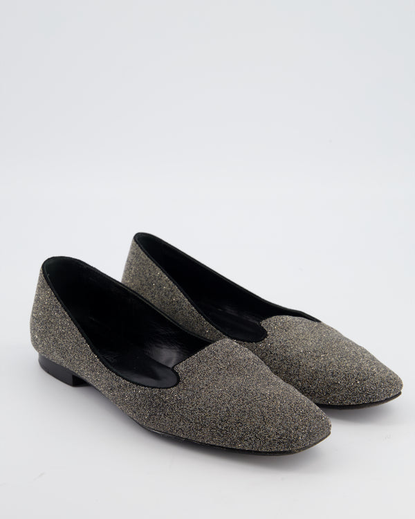 Hermès Black and Silver Glitter Loafers Size EU 38 RRP 890£