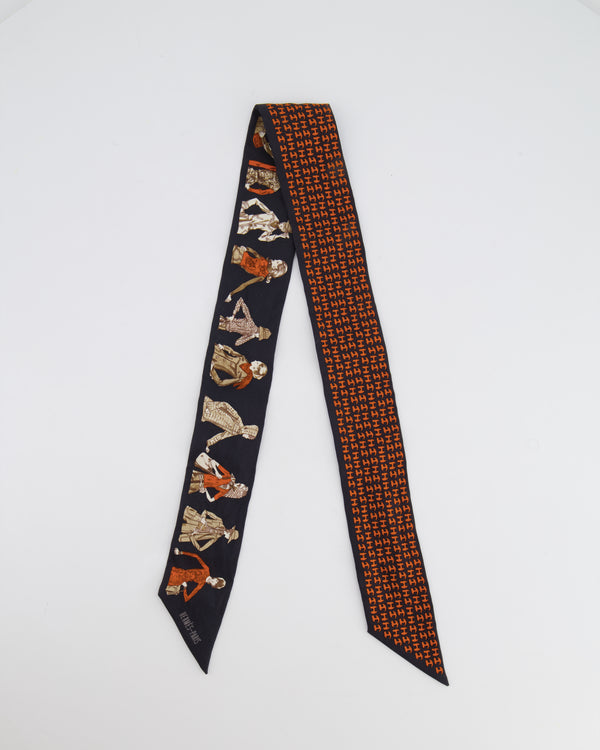 Hermès Silk H Orange and Black Printemps Ete 69 Automne Hiver 70 Twilly Scarf